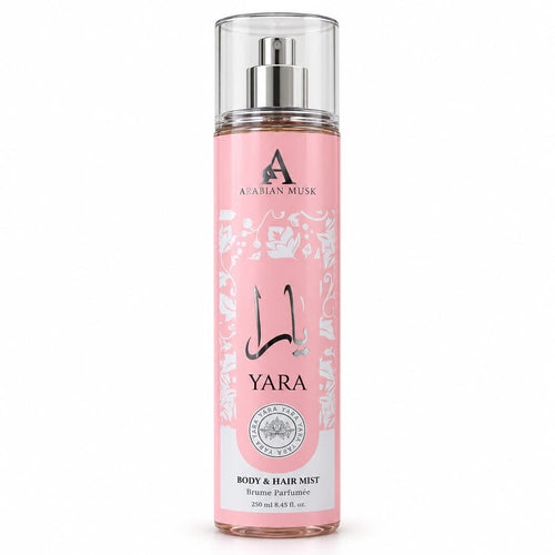 Yara Arabian Musk – brume parfumée corps et cheveux 250 ml, flacon rose