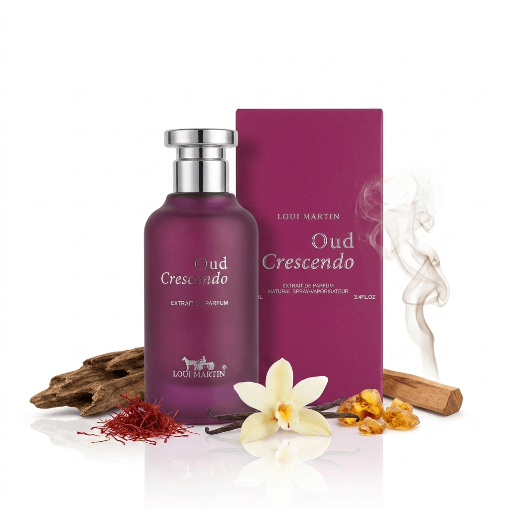Oud Crescendo Loui Martin, extrait de parfum oriental boisé unisexe 100ml avec oud, safran, vanille et cannelle