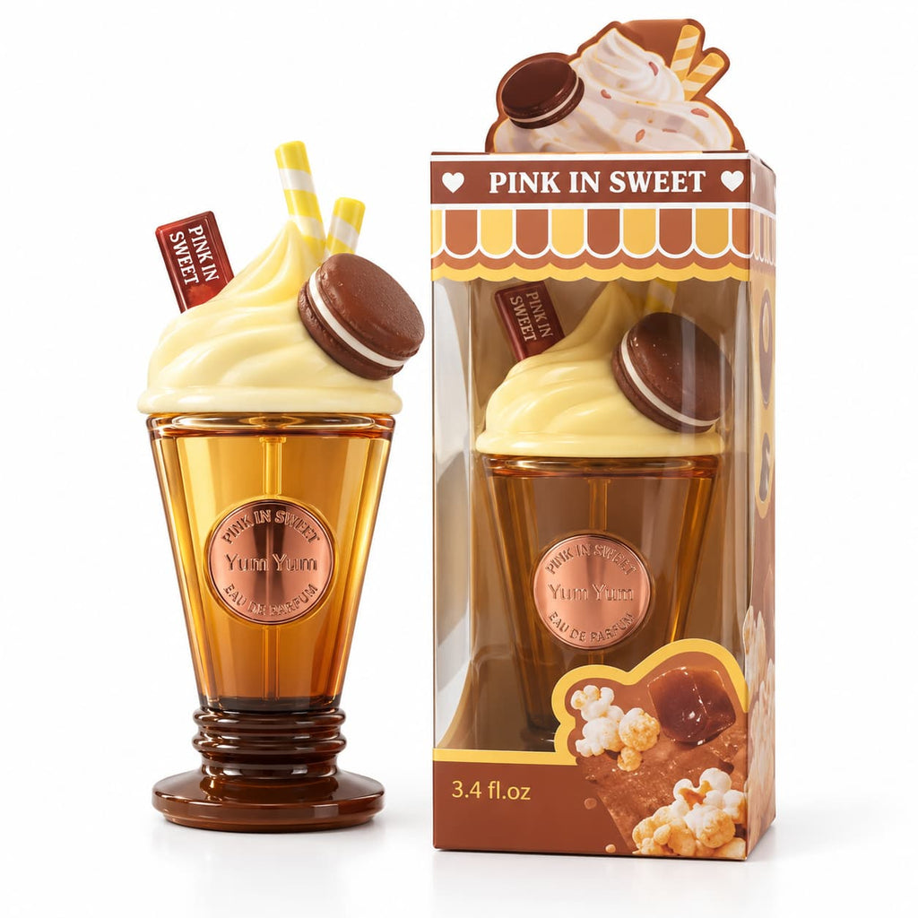 Flacon parfum gourmand en coupe glacée ambrée popcorn caramel – senteur Popcorn Caramel SERANIX