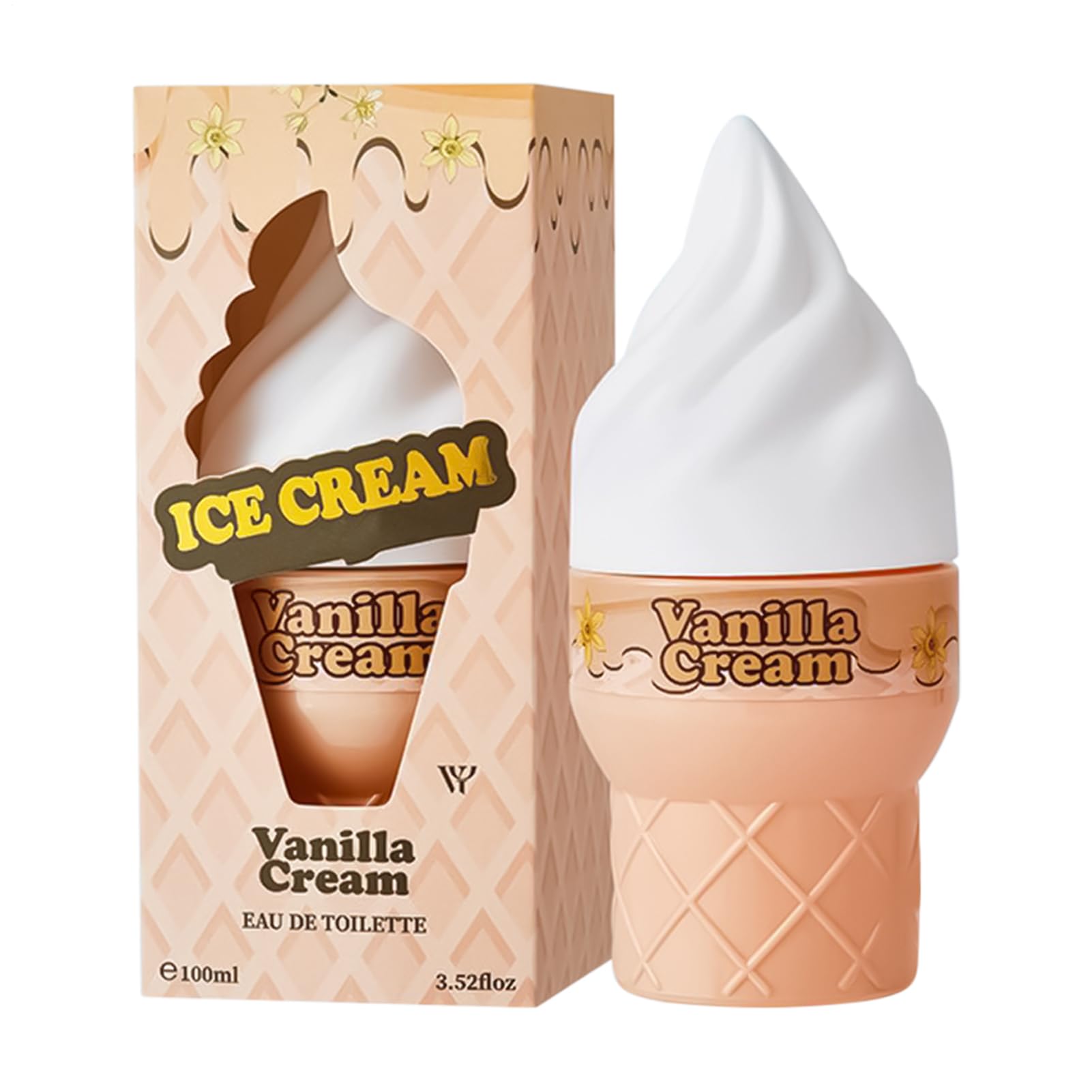Flacon parfum gourmand en forme de cône glacé vanille blanche – senteur Vanille Crème SERANIX